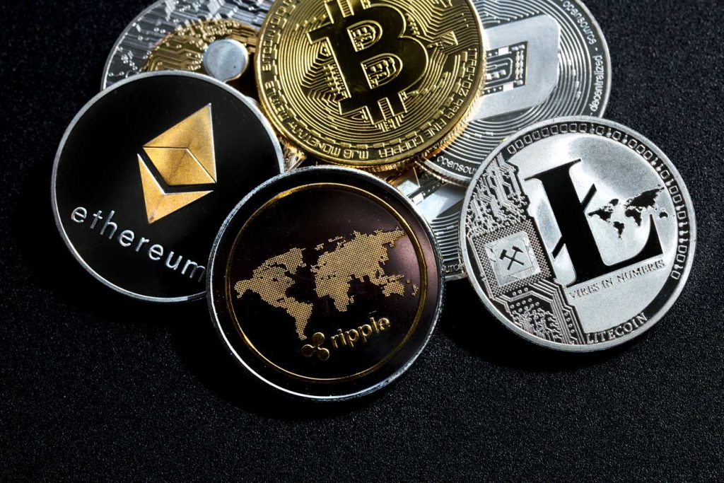 Verschiedene Kryptowährungen 